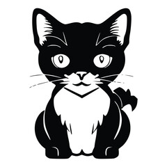 Black and white vector illustration of cat