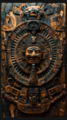 Fototapeta na wymiar ancient ornament aztech geometric symbol, mayan calendar background