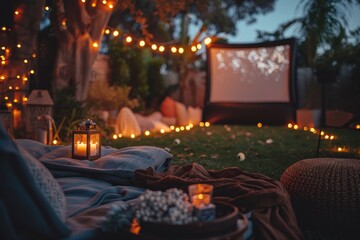 Outdoor movie night in the garden