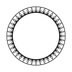 Round geometrical maori border frame design. Simple. Black and white. African, maya, aztec, ethnic, tribal style.