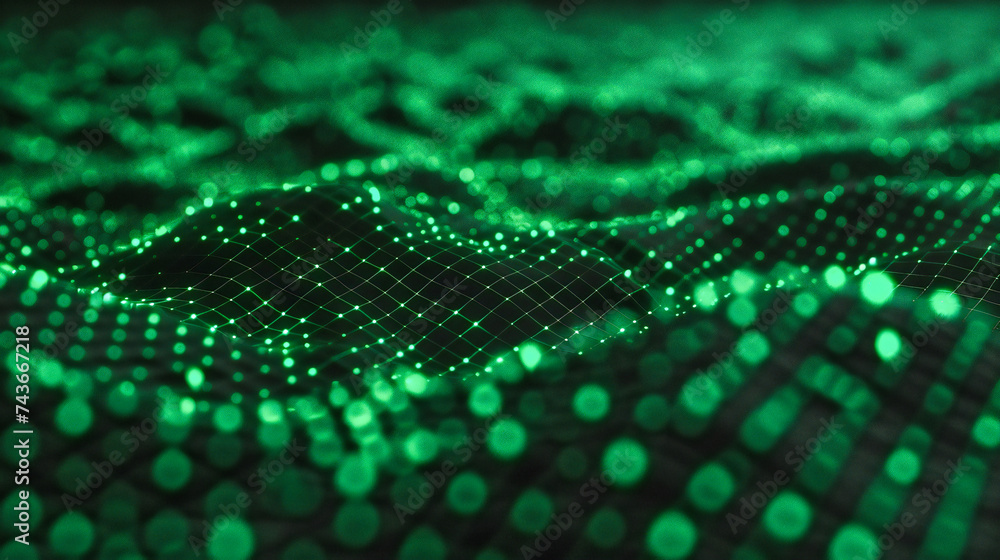 Poster shiny particle wave in futuristic technology design. abstract light connection in a modern backgroun