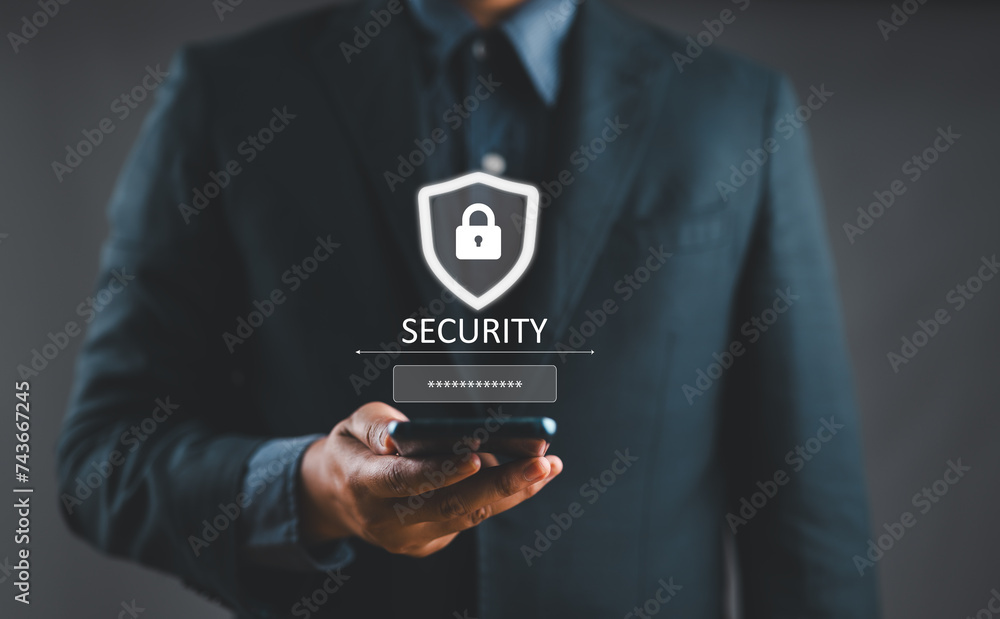 Aufkleber Cybersecurity encompasses the concept of cyber security, secure Internet access, the encryption of personal information, and ensuring secure access to user's personal data for information security.