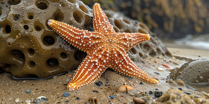 A breathtaking image capturing the beauty of a starfish in its natural marine habitat.