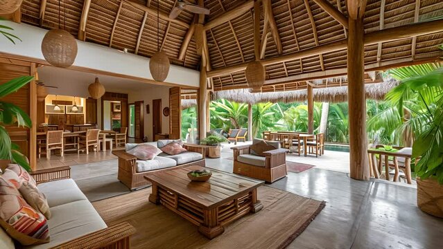 Breathe in the fresh tropical air as you step into this villa. With its open layout and use of natural materials like bamboo and thatch this home offers a oneofakind tropical