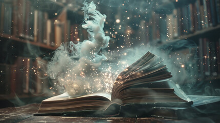 education, book, fantasy, library, magic, light, literature, bright, dark, open, imagination, dream