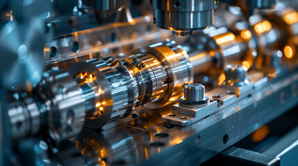 Detailed shot of a robotic assembly line component precision machinery at work symbolizing the future of manufacturing