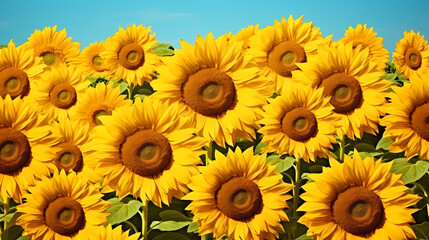 Fototapeta premium Sunflowers with blurred background, beautiful sunflowers