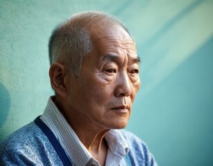 Seniors portrait of old asian man