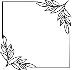 Naklejka premium Leaves corner border, hand drawn doodle style corner border frame with leaf