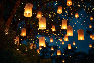 Ethereal Radiance: The Soft Glow of Suspended Ramadhan Lanterns