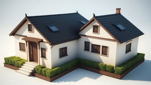 Modern 3D House on white background, dream house image