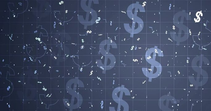 4K Dollar sign currency forex intraday options trading background. Stock market cryptocurrency bullion market analyzing trade motion graphic. Financial e-commerce wealth and money growth exchange bg.
