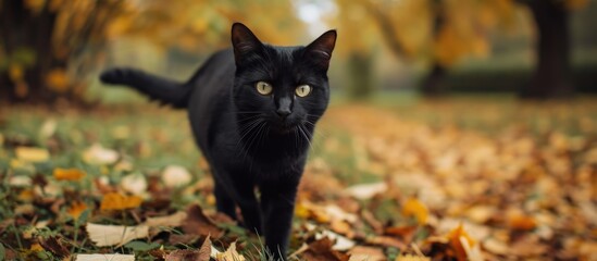 Accompanying my elegant black cat to the garden.