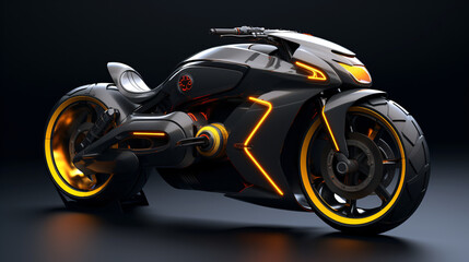 3D illustration of a future motorcycle equipped