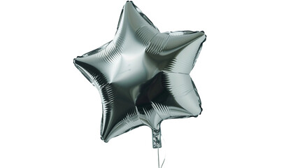 Silver Star Balloon on Transparent Background