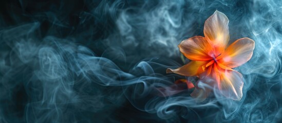 Blurred movement of smoke and a flower.