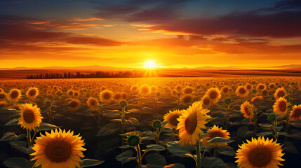 Sunflowers with blurred background, beautiful sunflowers