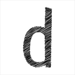 black Pencil sketch of the letter d lowercase