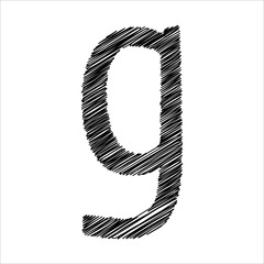 black Pencil sketch of the letter g lowercase