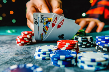 poker player with chips