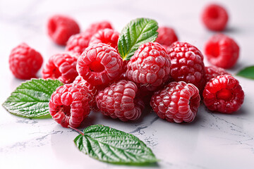 Fresh raspberries on white background, selective focus