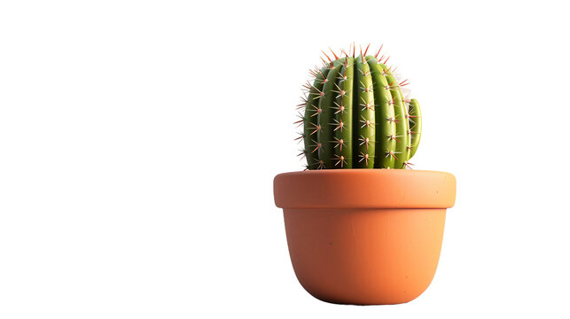 3D Cute Cactus Pot on Transparent Background