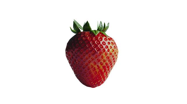 Single Strawberry on Transparent Background