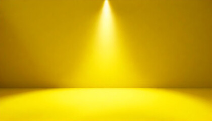 Yellow empty studio space with spotlight, 3D rendering style
