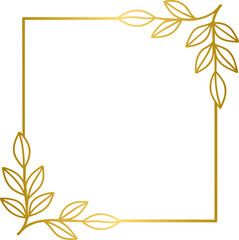Naklejka premium Golden leaves corner border, gold hand drawn doodle style corner border with leaf