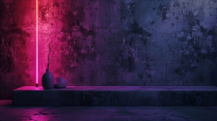 Futuristic Neon Glow: Abstract Urban Interior with Pink Light