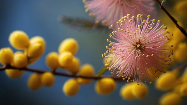 Mimosa flowers close up. Concept 8 March.