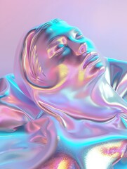 Holographic Liquid Female Mannequin With Elegant Abstract Appeal in Vivid Colors