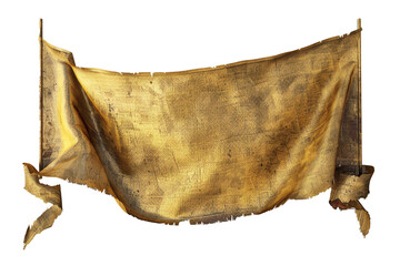 Empty golden banner isolated on transparent background Generative Ai