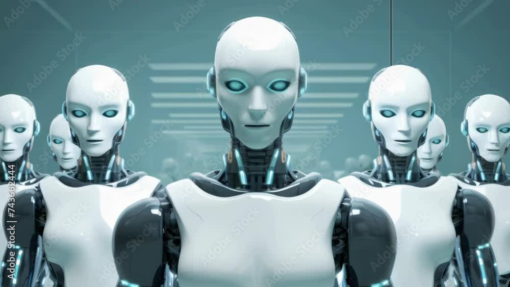 Poster group of robots standing next to each other