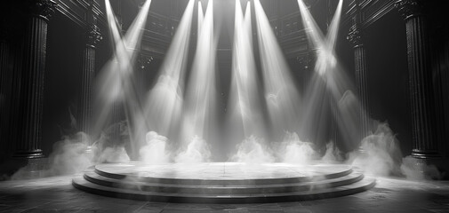 monochrome light artistic performances stage light background with spotlight entertainment show