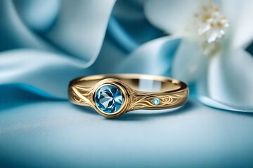 rings on blue background