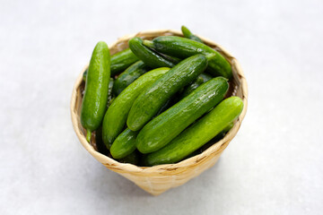 Fresh mini cucumbers. Eating vegetables for health