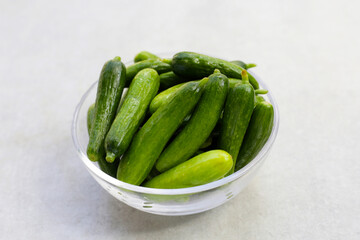 Fresh mini cucumbers. Eating vegetables for health
