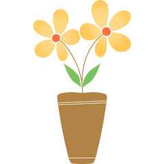 Yellow flowers in a pot 
