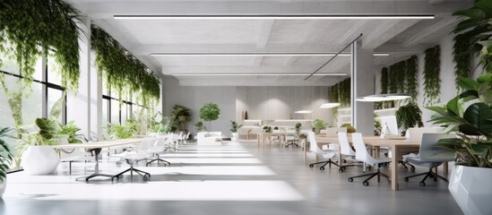 Open office interior with a natural concept