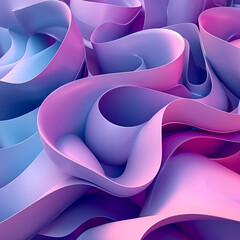 Fluid Abstract Waves in Lustrous Pink and Blue created with Generative AI technology.