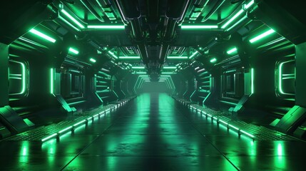 futuristic green room tunnel