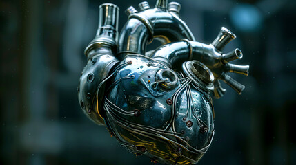 Cybernetic Heart in a Fusion of Flesh and Machine created with Generative AI technology