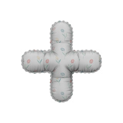 3D Helium Balloon Plus + Sign/Symbol white cotton flower texture