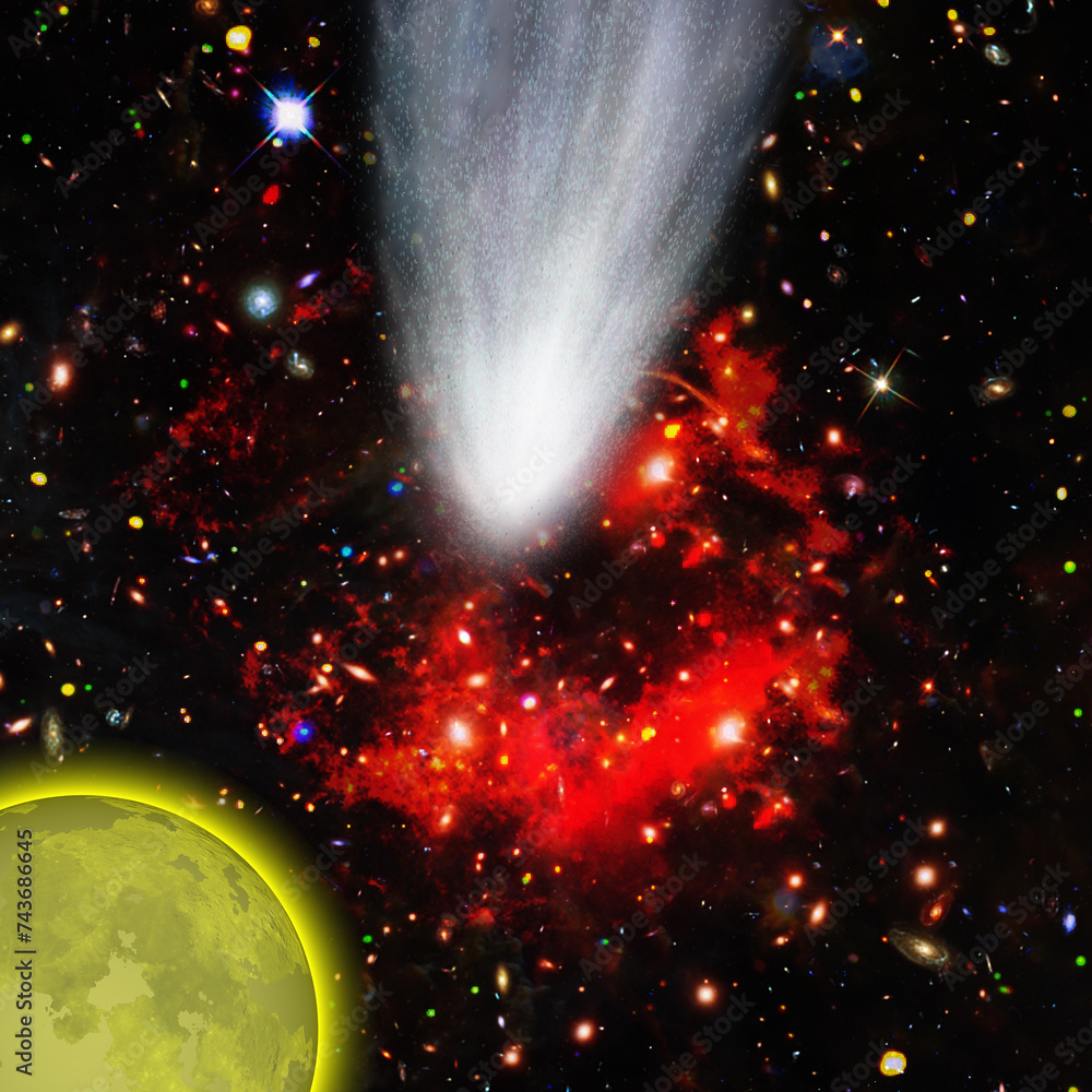 Sticker comet flying through space. the elements of this image furnished by nasa.