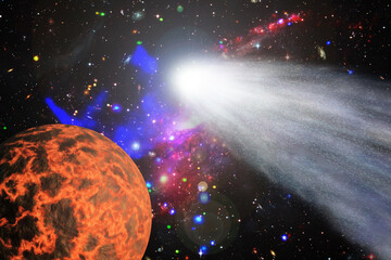 Comet flying through space. The elements of this image furnished by NASA. - 743686699