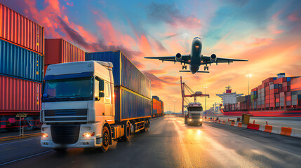 Logistics import-export container freight transport. Freight transport company