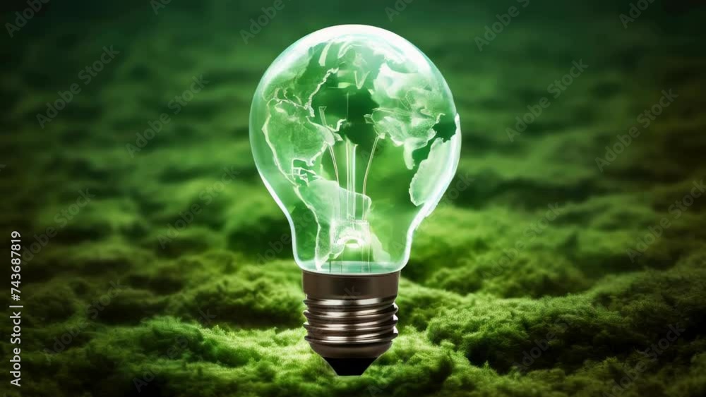 Poster light bulb with world inside, suitable for global concepts