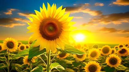 Sunflower background, close-up view of intricate spiral pattern of sunflowers