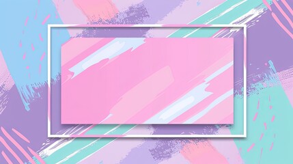 rectangle border filled with color, cartoon vinyl sticker, pink and purple pastel colors